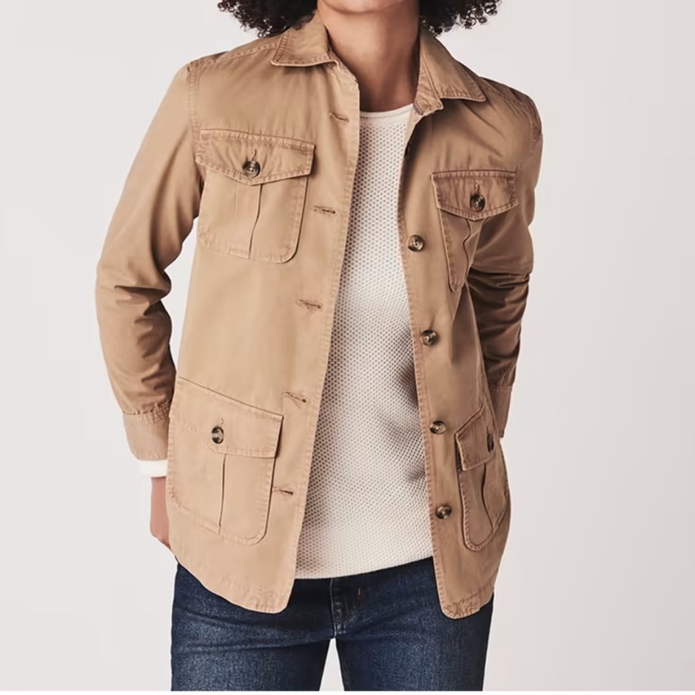 Banana Republic Khaki Tan Safari Military Photographer Jacket Coat Sz S